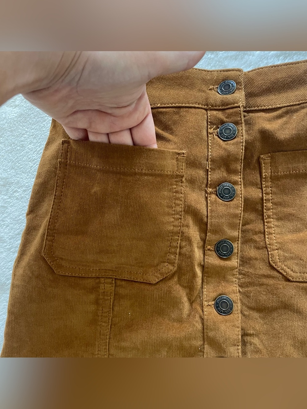 Mudd Corduroy Button Up Mini Skirt size 0 - Picture 2 of 11